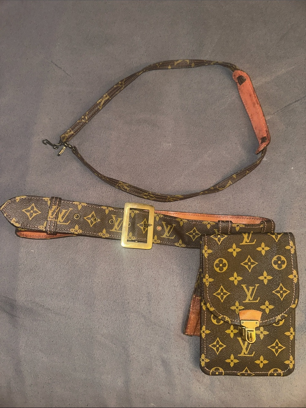 Designer-Style Brown Monogram Crossbody Belt Bag